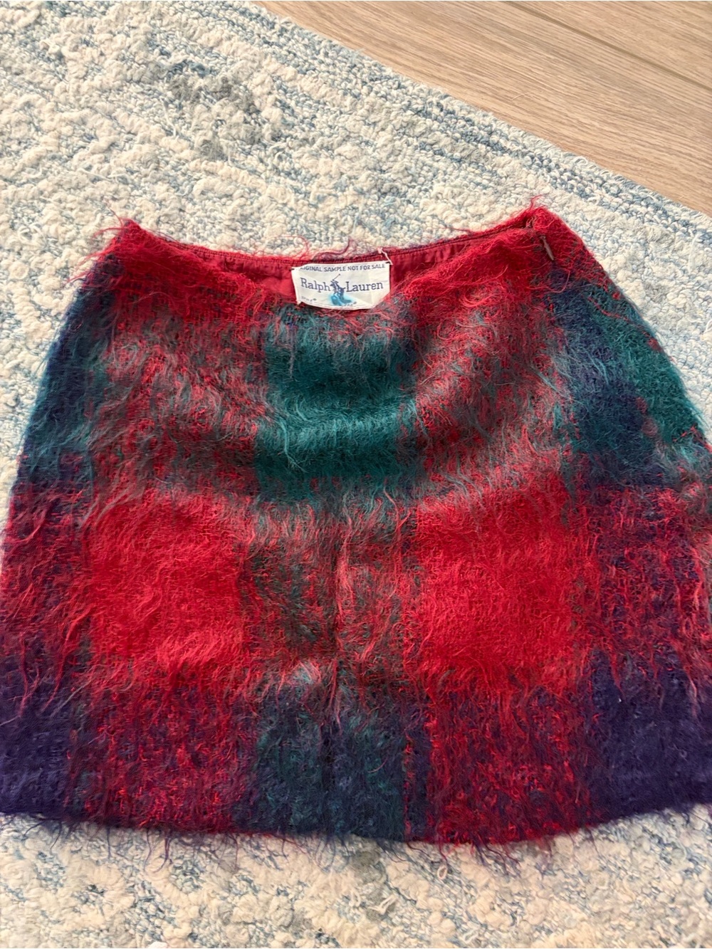 RARE Vintage Ralph Lauren Mohair Tartan Plaid Original Sample Skirt, one of one